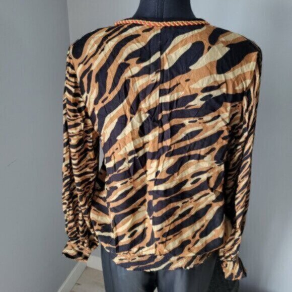 Anthropologie Stripe Puff Sleeve Blouse Sz Small - Picture 7 of 15